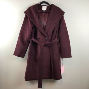 Avec Les Filles Burgundy Pea Coat